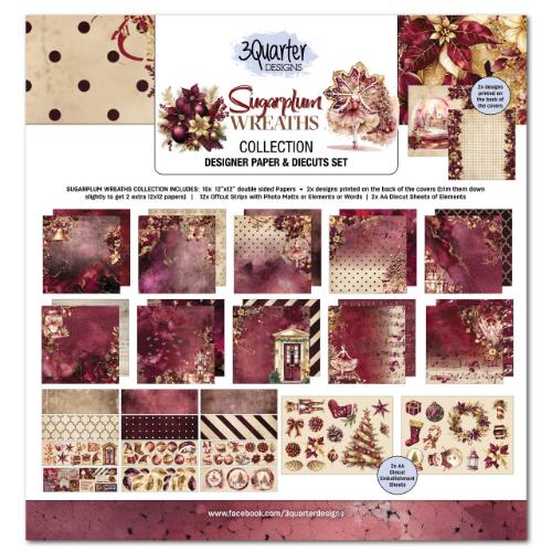 3Quarter Designs Sugarplum Wreath 12x12 Design Paper & Diecuts Set - Postage as per Actual