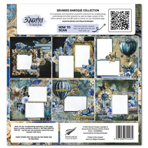 3Quarter Designs Grunged Baroque 12x12 Design Paper & Diecuts Set - Postage as per Actual