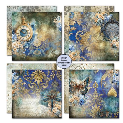 3Quarter Designs Grunged Baroque 12x12 Design Paper & Diecuts Set - Postage as per Actual