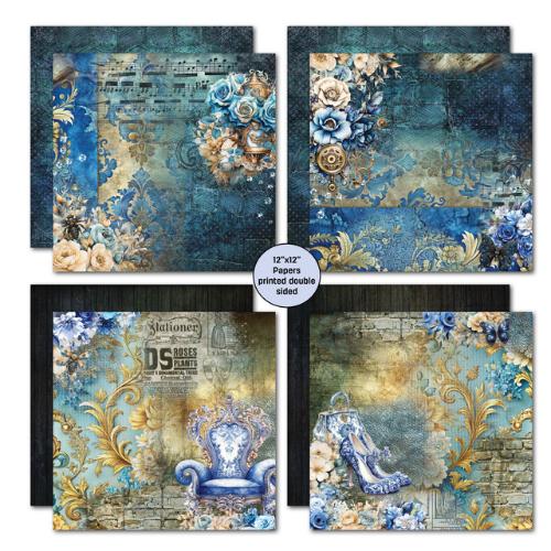 3Quarter Designs Grunged Baroque 12x12 Design Paper & Diecuts Set - Postage as per Actual