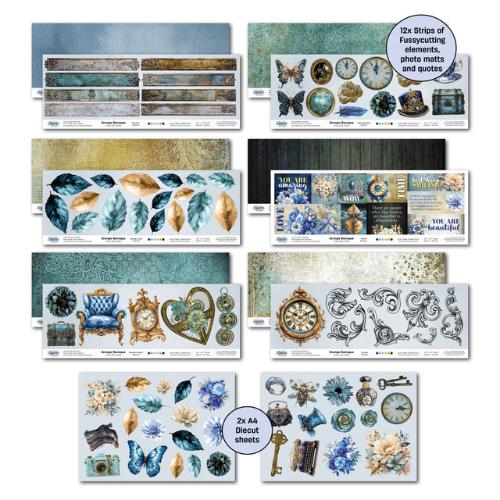 3Quarter Designs Grunged Baroque 12x12 Design Paper & Diecuts Set - Postage as per Actual