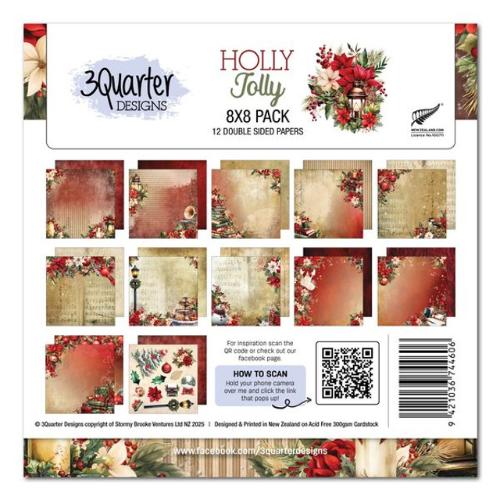 3Quarter Designs - Holly Jolly Collection - 8x8 Pack