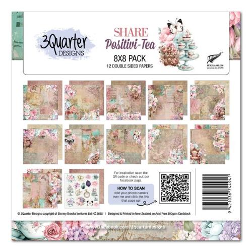 3Quarter Designs - Share Positivi-Tea 8*8 Double Sided Papers