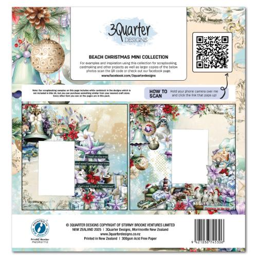 3Quarter Designs Beach Christmas- Mini 12 x 12 Design Paper and Die Cut Set - Postage as per Actual