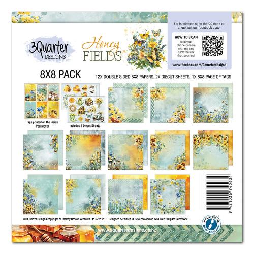 3Quarter Designs Honey Fields 8x8 Paper Pack & Die Cuts set