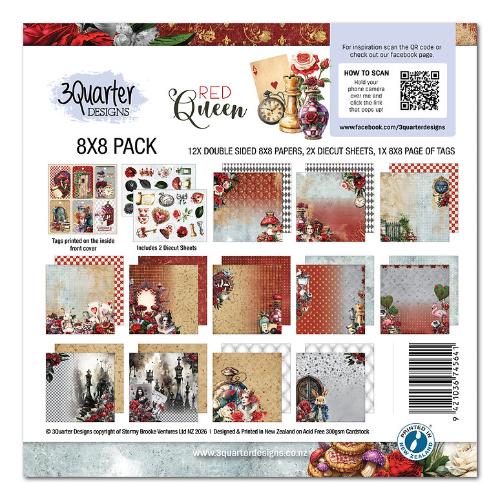 3Quarter Designs Red Queen 8x8 Paper Pack & Die Cuts set
