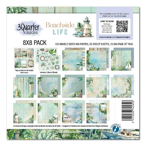 3Quarter Designs Beachside Life 8x8 Scrapbook Paper Pack
