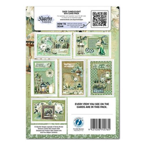 3Quarter Designs Sage Candlelight 6"x4" Card Pack
