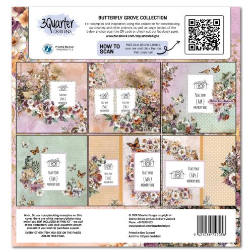 3Quarter Designs Butterfly Grove 12x12 Designer Paper & Diecuts Set - Postage as per Actual