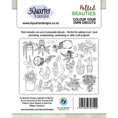 3Quarter Designs Colour Your Own Diecuts - Potted Beauties