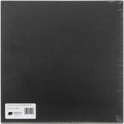 Grafix Medium Weight Chipboard Sheets 12"X12" Black (1 sheet) - Postage as per Actual