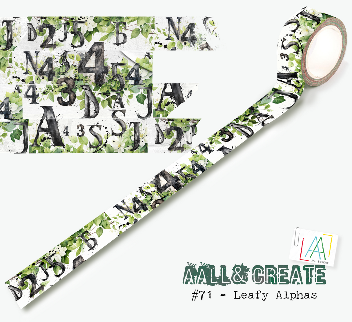 Aall and Create Washi Tape Leafy Alphas (MT071)