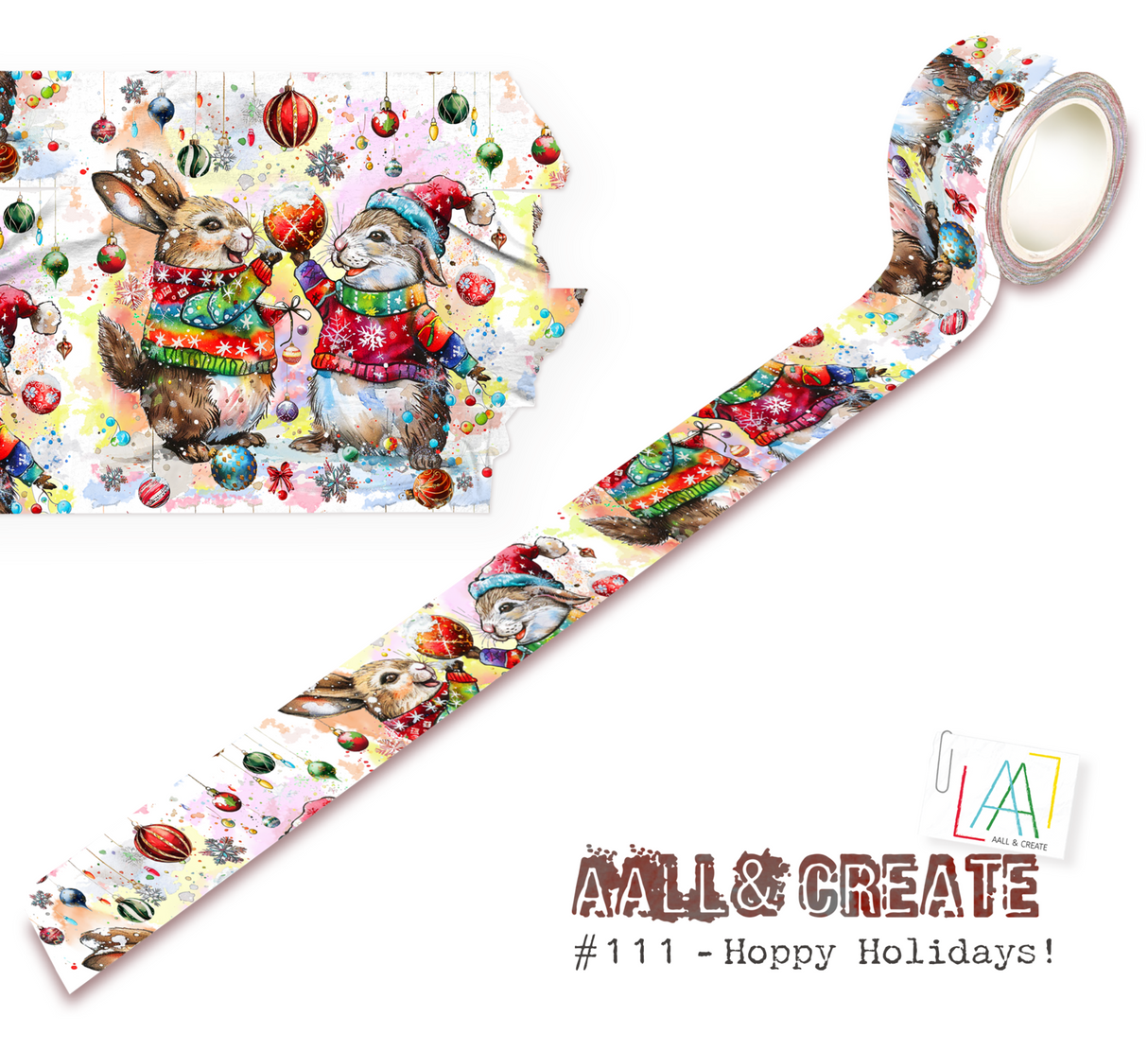 Aall and Create Washi Tape 25mm 10m Hoppy Holidays! (MT-111)