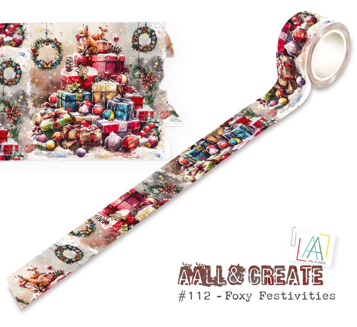 Aall and Create Washi Tape 25mm 10m Foxy Festivities (MT-112)