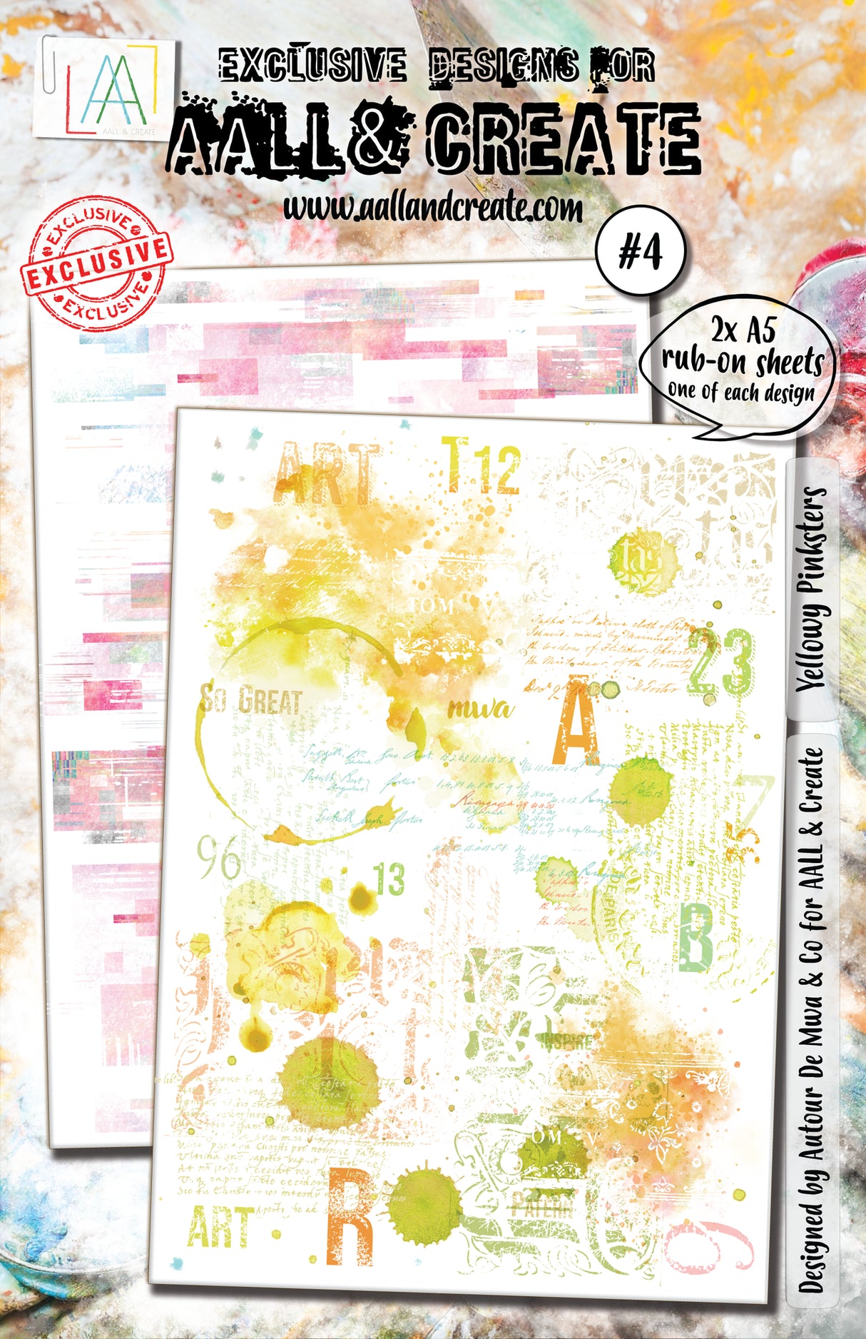 Aall and Create A5 RubOns Yellowy Pinksters (RO004)