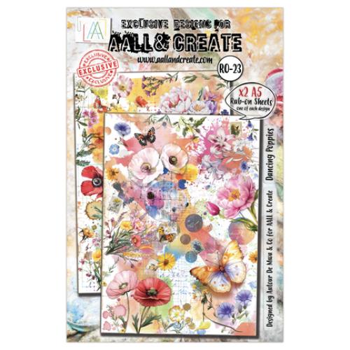 Aall and Create Radiant Florals A5 Rub-Ons Dancing Poppies (AALL-RO-023)