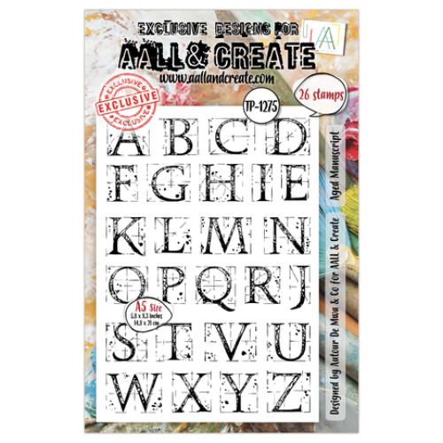 Aall and Create Stamp Set A5 Aged Manuscript (AALL-TP-1275)