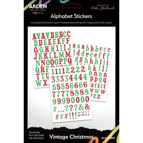 Arden Creative Studio Vintage Christmas 6x8 Inch Alphabet Stickers (3pcs) (ACSAS0001)