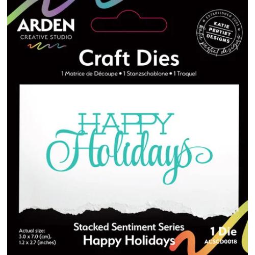 Arden Creative Studio Sentiment Series Craft Die Stacked Happy Holidays (ACSCD0018)