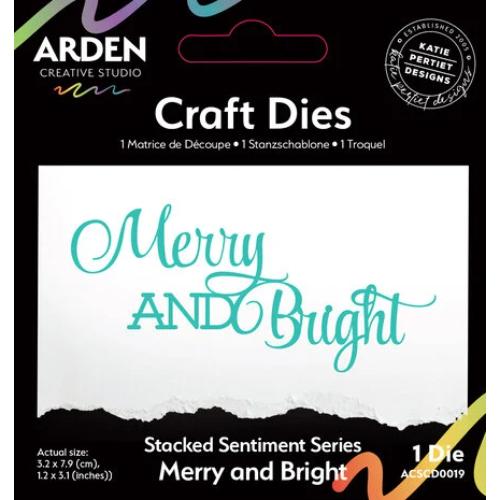 Arden Creative Studio Sentiment Series Craft Die Stacked Merry and Bright (ACSCD0019)