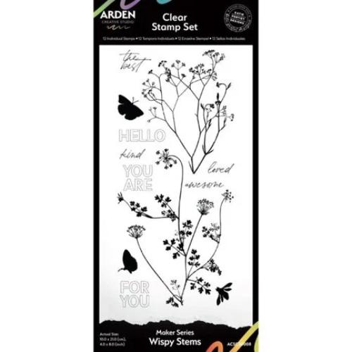 Arden Creative Studio Maker Series 4x8 Inch Clear Stamp Set - Wispy Stems (ACSCS0008)