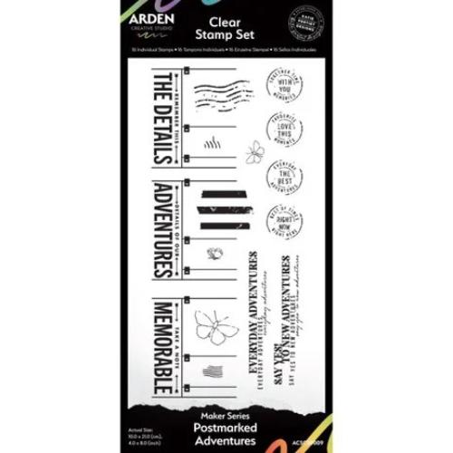 Arden Creative Studio Maker Series 4x8 Inch Clear Stamp Set - Postmarked Adventures (ACSCS0009)