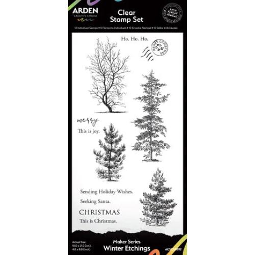 Arden Creative Studio Maker Series 4x8 Inch Clear Stamp Set Winter Etchings (ACSCS0012)