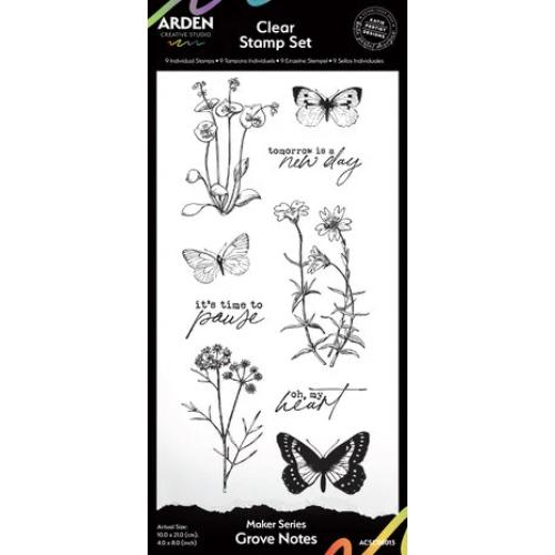 Arden Creative Studio Laurel Grove Maker Series 4x8 Inch Clear Stamp Set Grove Notes (ACSCS0015)