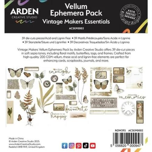 Arden Creative Studio Vintage Makers Ephemera Pack Vellum (39pcs) (ACSEP0002)