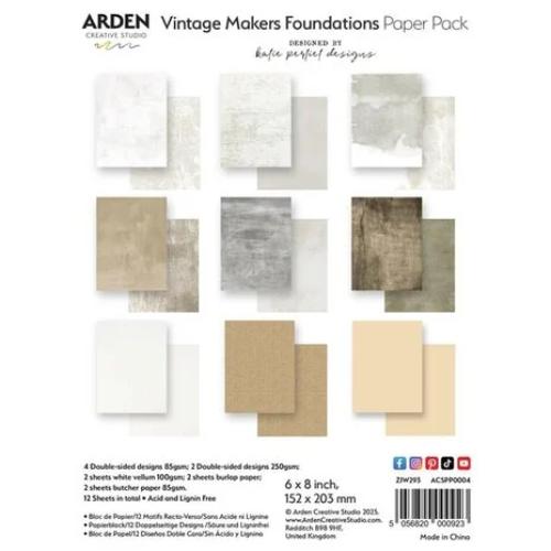 Arden Creative Studio Vintage Makers 6x8 Inch Paper Pack Foundations (ACSPP0004)