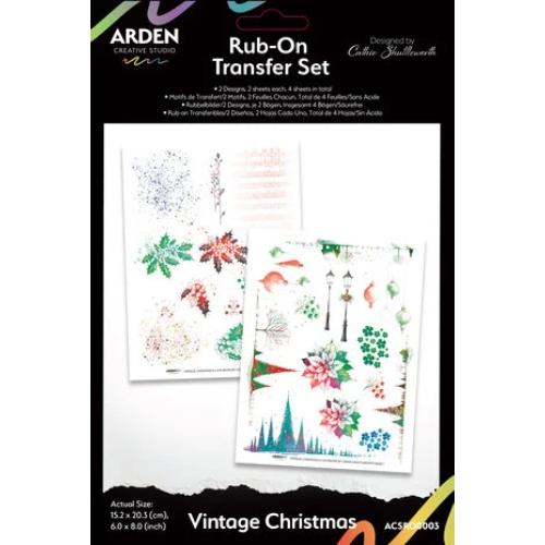 Arden Creative Studio Vintage Christmas 6x8 Inch Rub-On Transfer Set (ACSRO0003)
