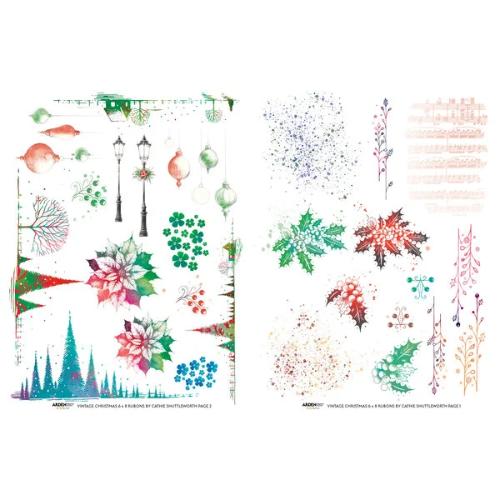 Arden Creative Studio Vintage Christmas 6x8 Inch Rub-On Transfer Set (ACSRO0003)