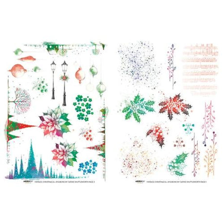 Arden Creative Studio Vintage Christmas 6x8 Inch Rub-On Transfer Set (ACSRO0003)