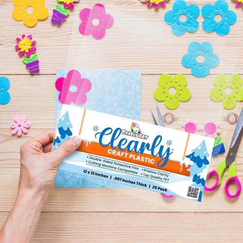Bearly Art Clearly Craft Plastic - Crystal Clear Acetate Sheets for Crafts 12x12 - Compatible with Cricut and More - 25 Pack - Postage as per Actual