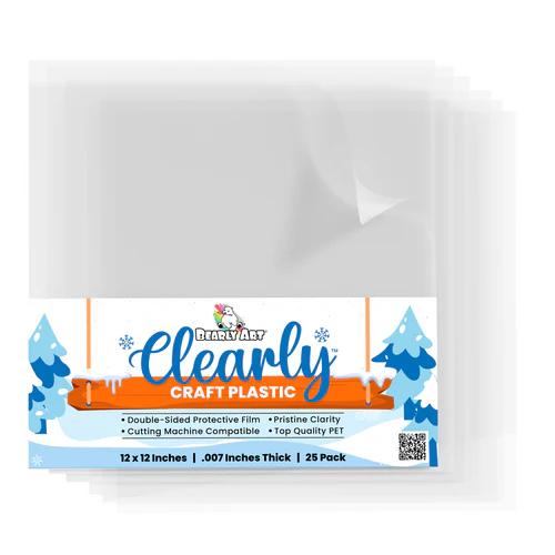 Bearly Art Clearly Craft Plastic - Crystal Clear Acetate Sheets for Crafts 12x12 - Compatible with Cricut and More - 25 Pack - Postage as per Actual