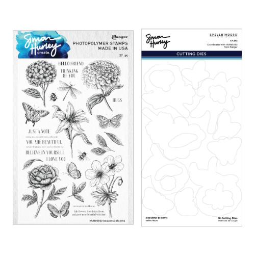 Spellbinders - Beautiful Blooms Stamp and Die Bundle by Simon Hurley - Postage as per Actual