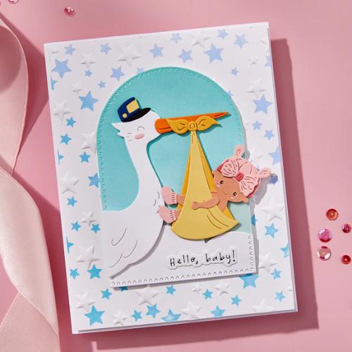 Spellbinders - Wishing and Falling Stars 3D Embossing Folder and BetterPress Bundle from the Little Smiles Collection