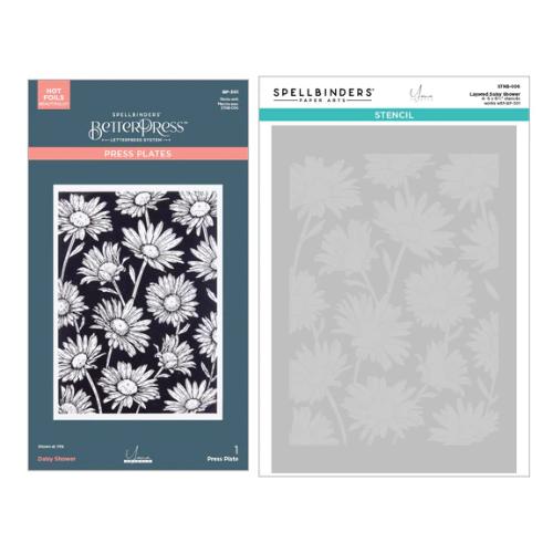 Spellbinders - Daisy Shower BetterPress and Stencil Bundle from the Yana's Daisies Collection by Yana Smakula