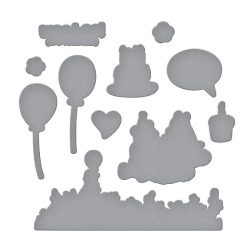 Spellbinders - Make a Wish! Clear Stamps & Dies Bundle from the Say Cheese Classic Pooh Birthday Collection by Simple Stories