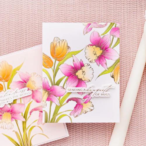 Spellbinders - Tulips and Daffodils Press + Foil Plate and Stencil Bundle by Yana Smakula