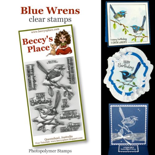 Beccy's Place - Blue Wrens Stamp Set