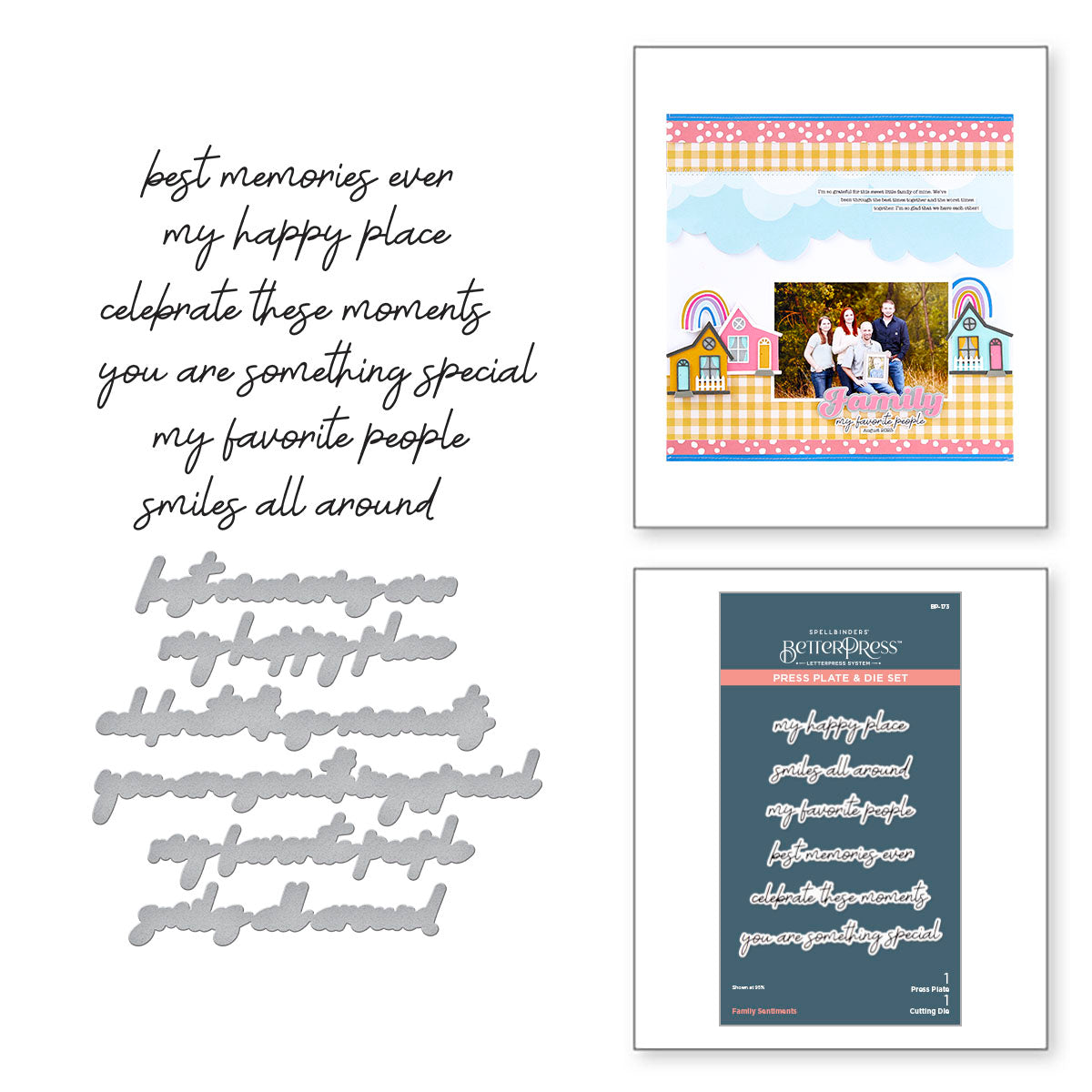 Spellbinders - Family Sentiments Press Plate & Die Set from the Storytelling by Collection