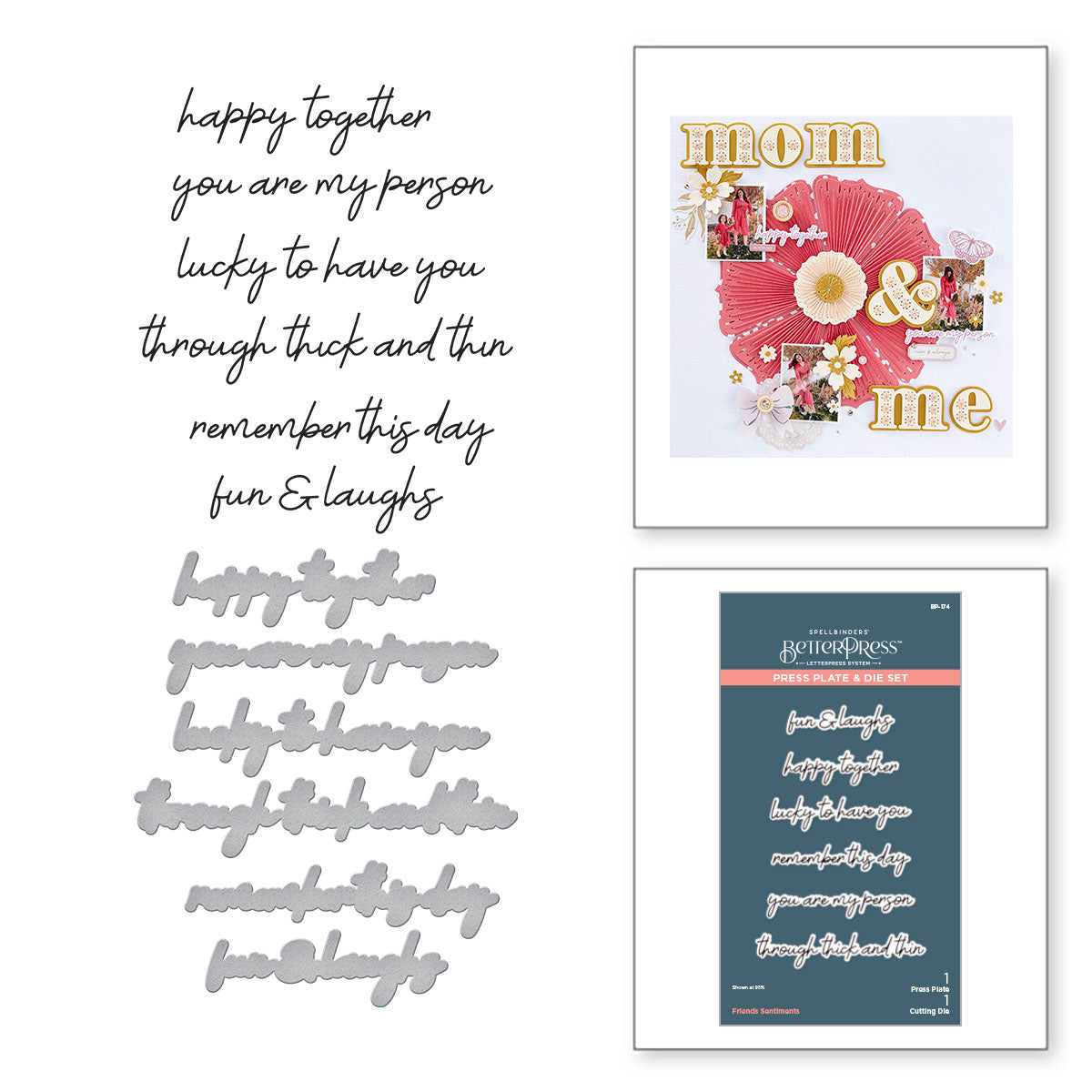 Spellbinders - Friends Sentiments Press Plate & Die Set from the Storytelling by Collection