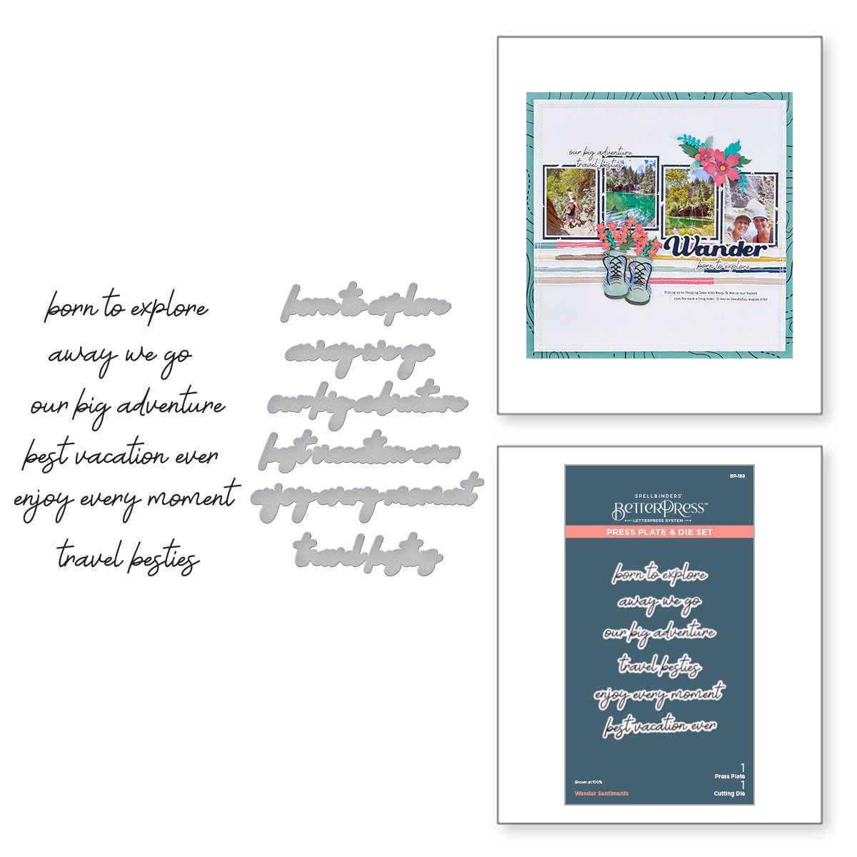 Spellbinders - Wander Sentiments Press Plate & Die Set from the Storytelling by Collection