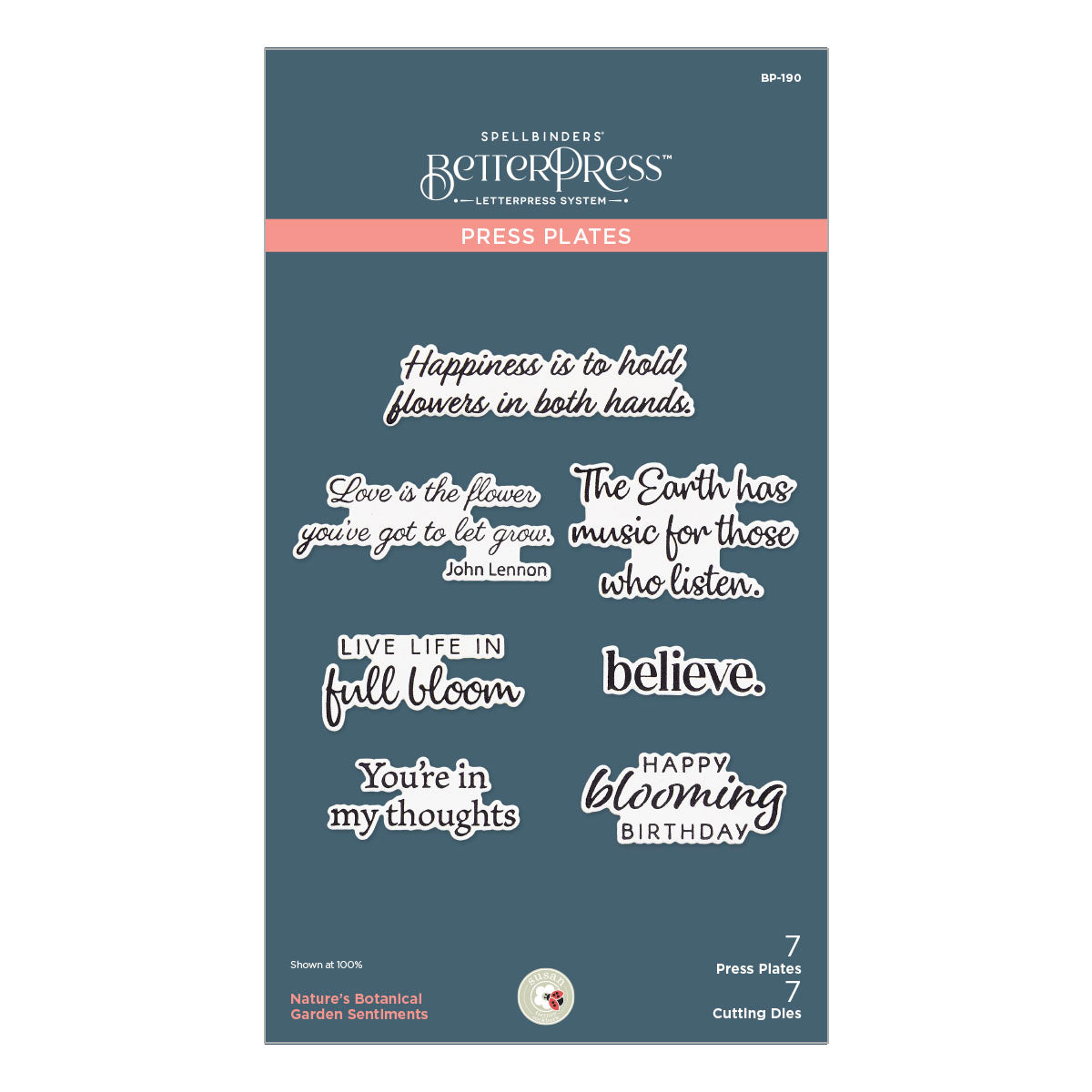 Spellbinders - Nature's Botanical Garden Sentiments Press Plate & Die Set