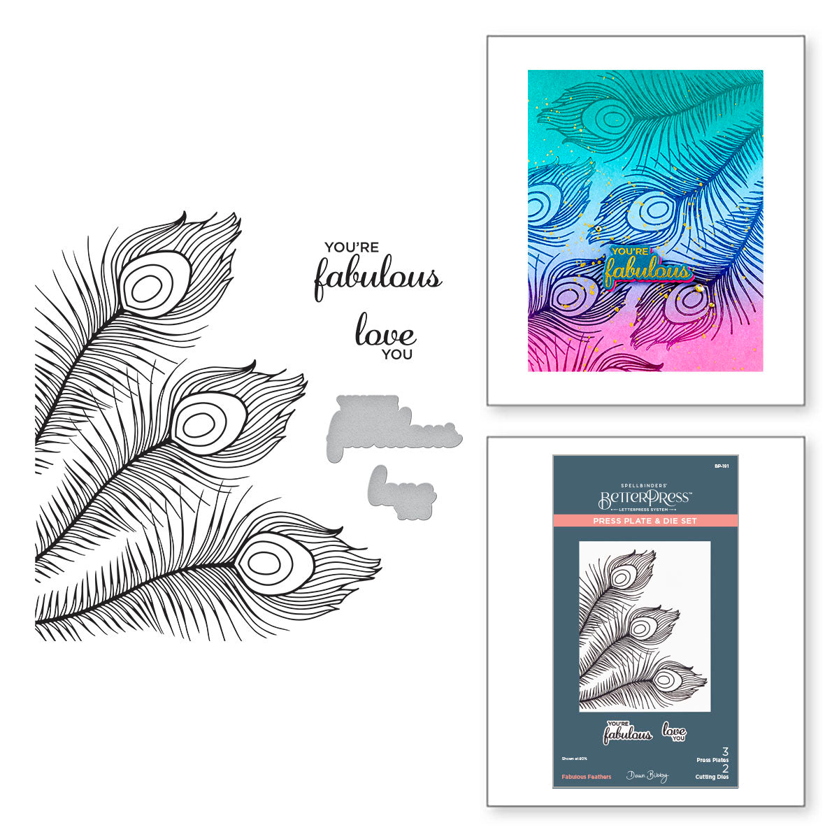 Spellbinders - Fabulous Feathers Press Plate & Die Set