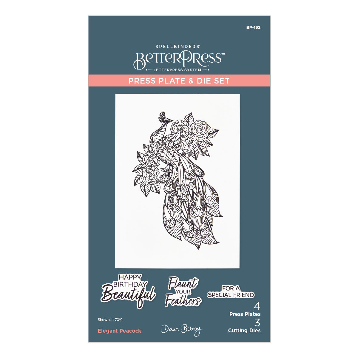 Spellbinders - Elegant Peacock Press Plate & Die Set