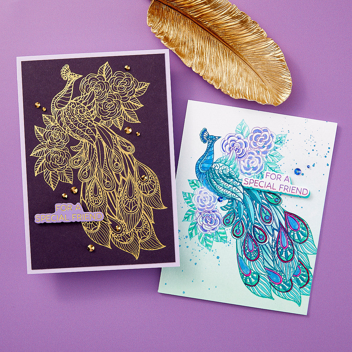 Spellbinders - Elegant Peacock Press Plate & Die Set