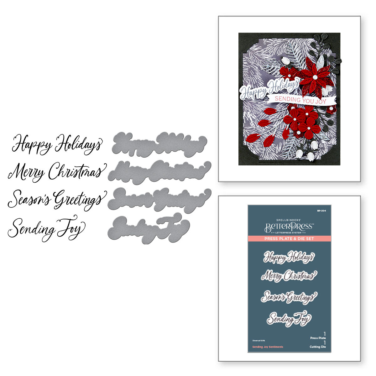 Spellbinders - Sending Joy Sentiments Press Plate & Die Set