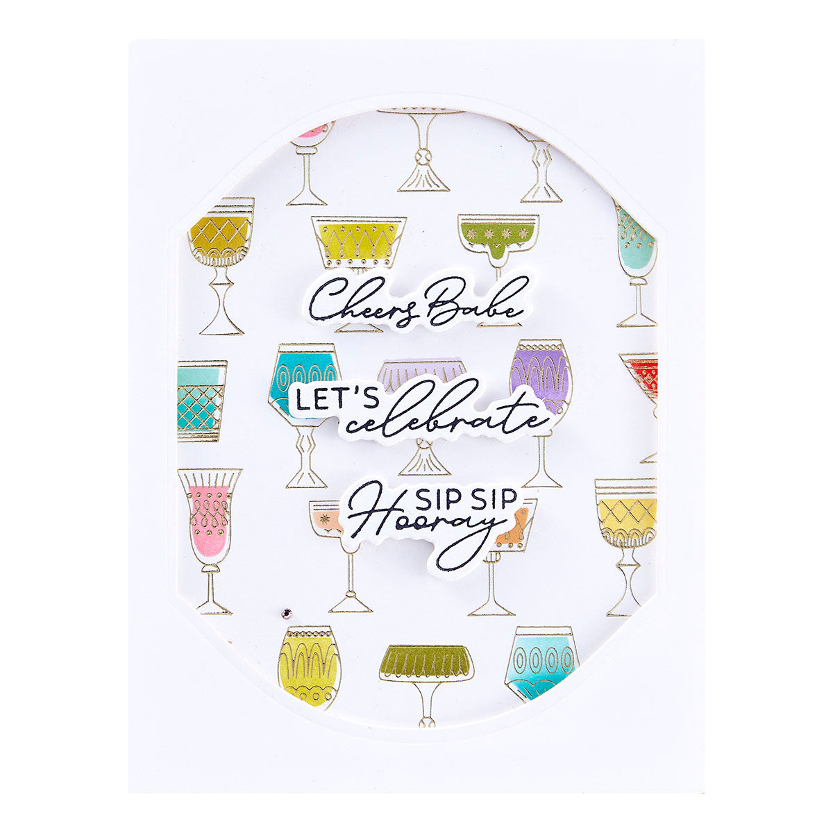 Spellbinders - Classy Glasses Press Plate from the Happy Hour Collection